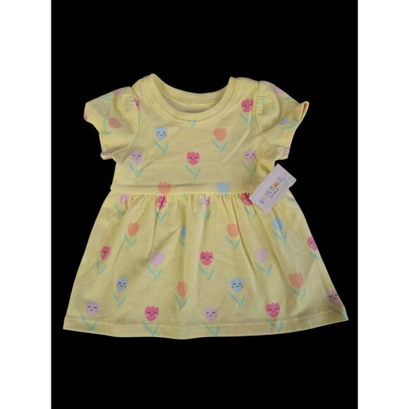 NWT Baby Girl Yellow Flower Print Jersey Dress – Size 3–6 Months - Picture 1 of 4